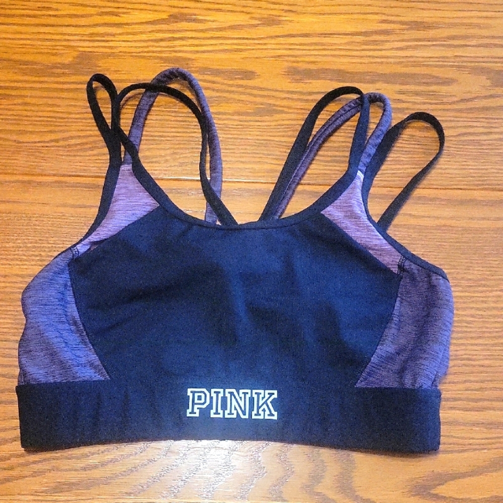 PINK Victoria's Secret Black Sports Bra Double Strap Design